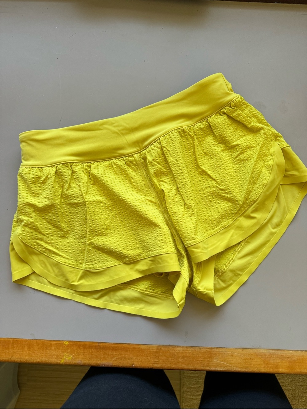 Lululemon Highlighter Neon Yellow Women’s Athletic Running Shorts Size 6